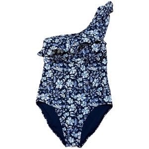 Vineyard Vines Blue Floral One-Shoulder Swimsuit